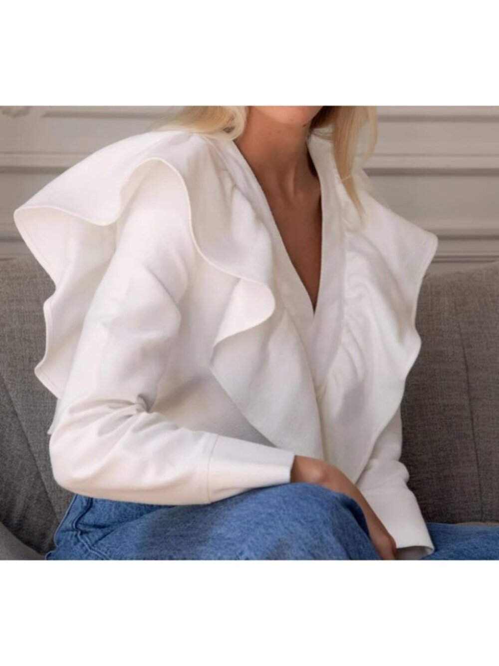 NWT Rosae Paris Le Cesaire Sweatshirt top cream white Chantilly 6 Canva36 bust37